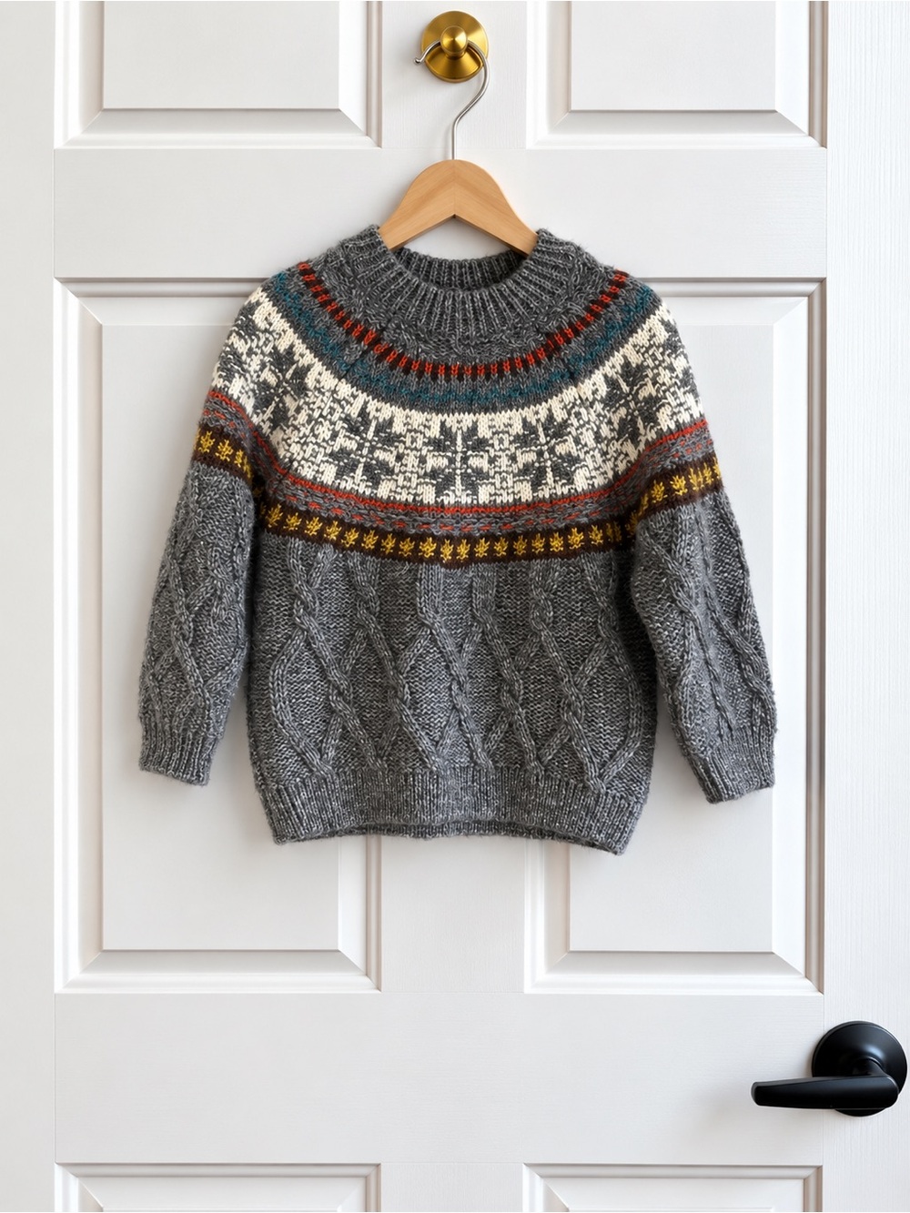 NWT Zara Baby 18-24M Gray Fair Isle Cable Knit Sweater